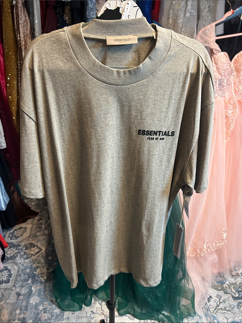 Essentials Kids Olive Green Logo Short Sleeve Tee